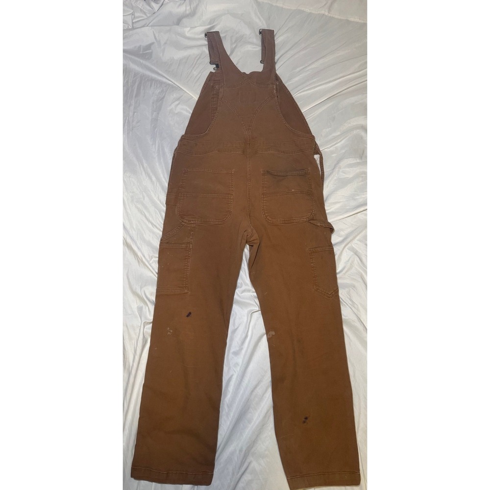 Carhartt Duck Bib Overalls Mens Medium Brown Distressed Workwear Streetwear - Picture 2 of 8